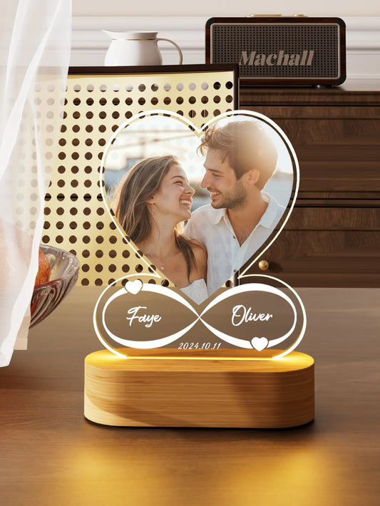 Personalized Anniversary Couples Gifts For Women And Men, Custom Acrylic Heart Picture Frame With Photo, Custom Acrylic Spotify